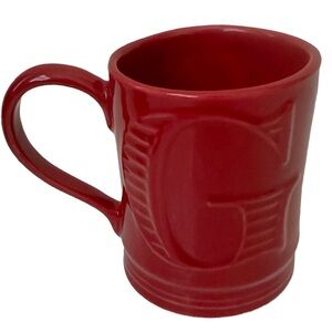 Pottery Barn A-Z True Red Ceramic Stoneware Large Coffee Mug Embossed "G"